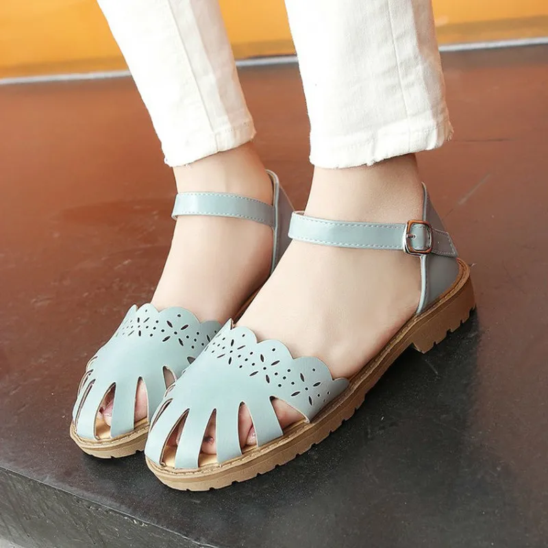 

Summer Floral Sandals Women Sandals Pu Suede Retro High Heels Square Heel Woman Buckle Shoe