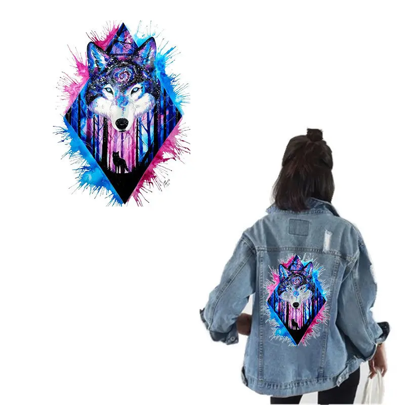 

Wolf Clothes Patches Heat Transfers Stickers Iron-on Patch DIY Handmade Decoration Appliques for Jeans Coats T-shirts