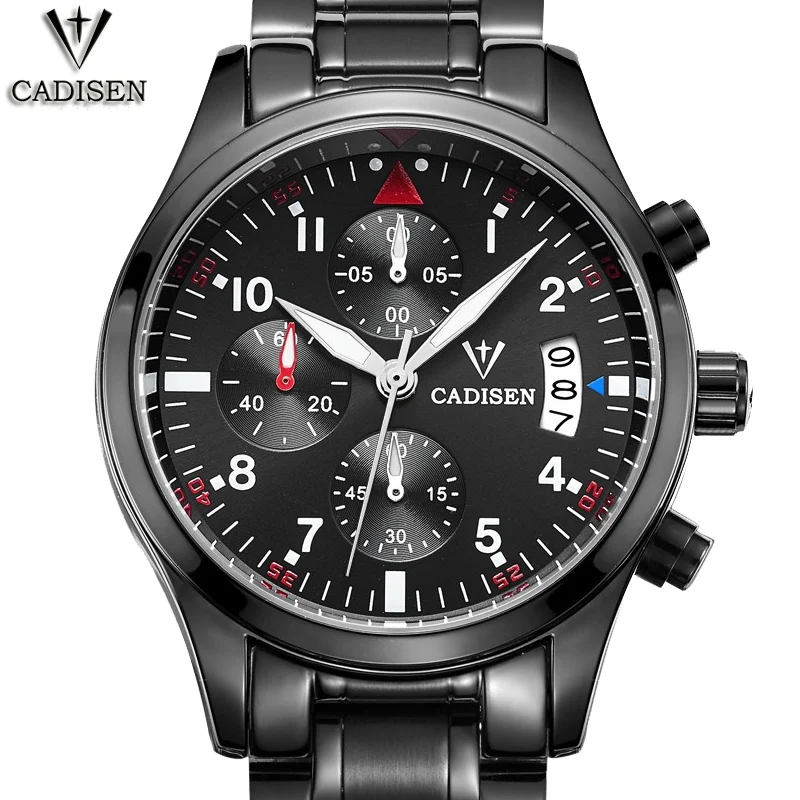 

Steel Stainless & Leather Strap And Auto Date Waterproof 30 Meters Sports Chronograph Quartz Men's Watches