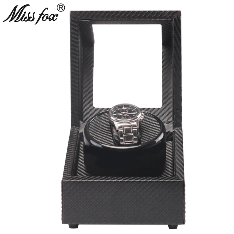 

MISSFOX Shaker Single Head Mini Single Only Electric Turntable Automatic Winding Watch Box Carbon Fiber PU Leather Swaying Table