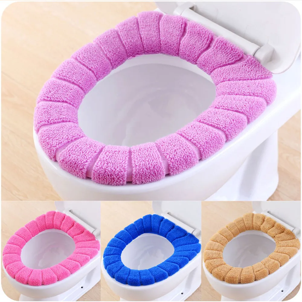 

6 Color 360 degree parcel Comfortable Velvet Coral Toilet Seat Cover Pumpkin pattern common Anti-cold toilet mat pad cushion