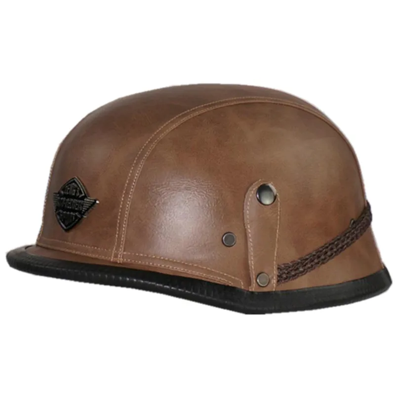 Vintage Harley cuir moto casque WWII grand allemand rétro demi casque