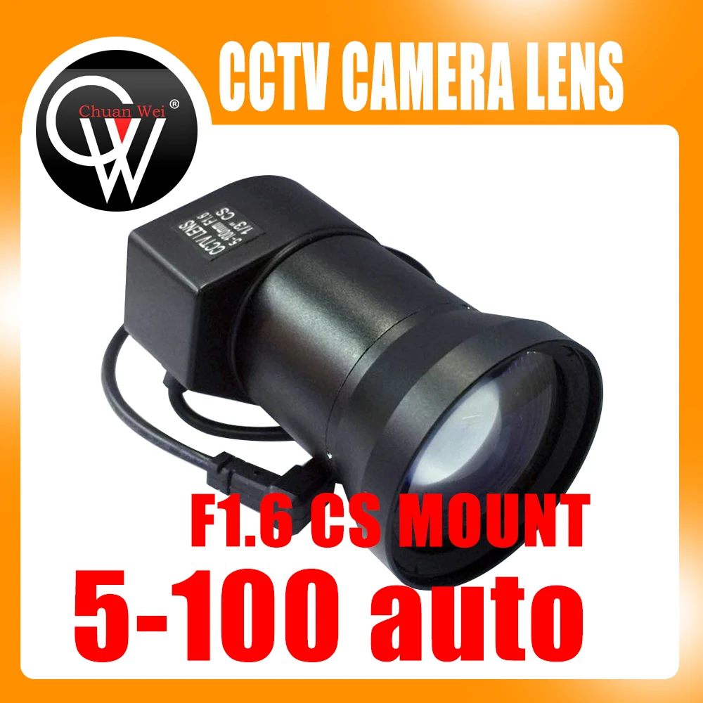 

New 5-100mm CS F1.6 Lens 1/3" Varifocal Auto Iris zoom lens for industry Security CCTV Camera