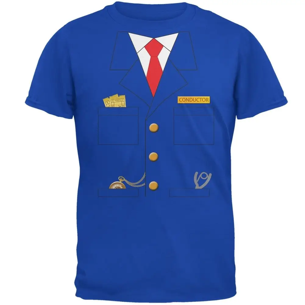 Halloween Train Conductor Costume Royal Adult T-Shirt Style Round tshirt Tees Custom Jersey t shirt hoodie hip hop t-shirt | Мужская