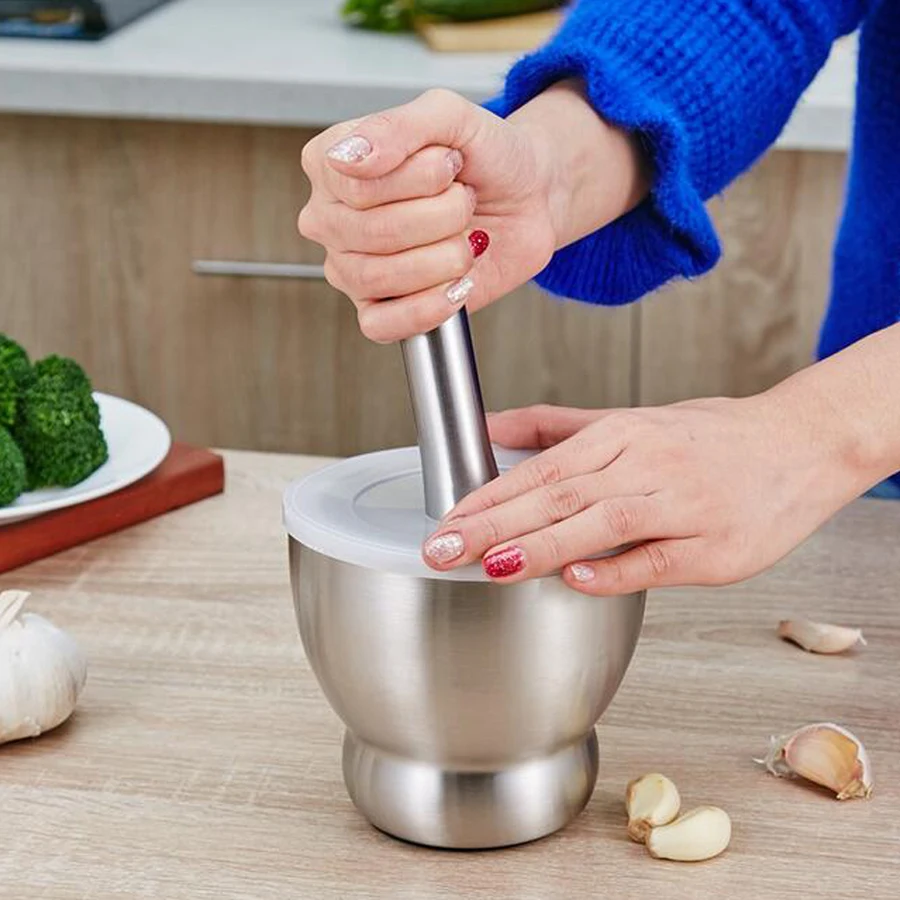 Stainless Steel Garlic Press Kitchen Accessories Cooking Vegetable Tools Herb Mills Pepper Spice Grinder Pugging Pot