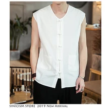 Sinicism Store, мужская майка в стиле хип-хоп,, летние мужские топы на бретелях, рубашка с карманами, топы на пуговицах, повседневные безрукавки, Hody, китайский стиль