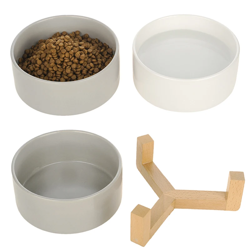 Миски для кошек и собак SMARTPET защищают домашних животных Pervical Vertebra округлые твердые керамические деревянная стойка Маленькие Средние Большие Собаки Миска Для воды еды