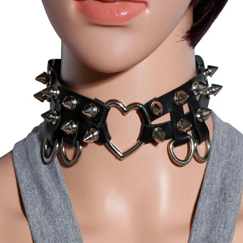 statement necklace gothic choker leather rivets 2016 new chokers