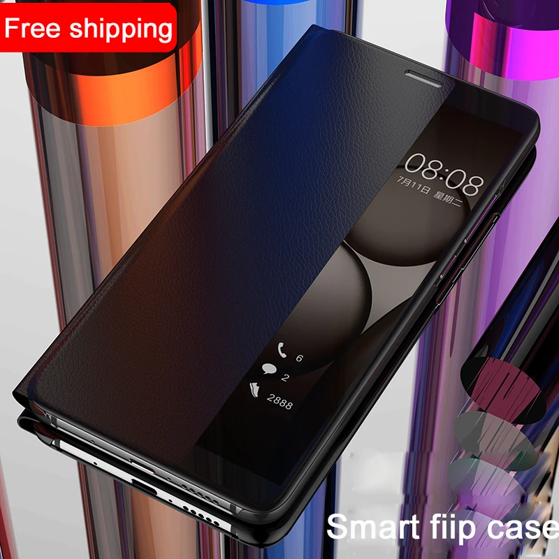 

For Huawei Mate 9 Pro Leather luxury Intelligent View Flip Phone Case For Huawei P20 Mate 10 Pro P10 P9 Plus P20 Pro Cover Coque
