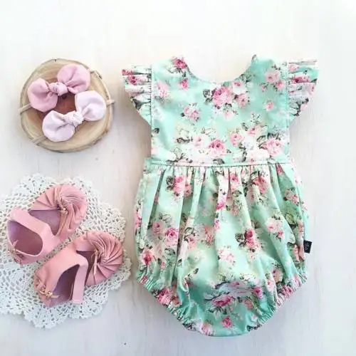 

Newborn Baby Girl Romper Floral Bodysuit Sunsuit Summer Clothes Outfits