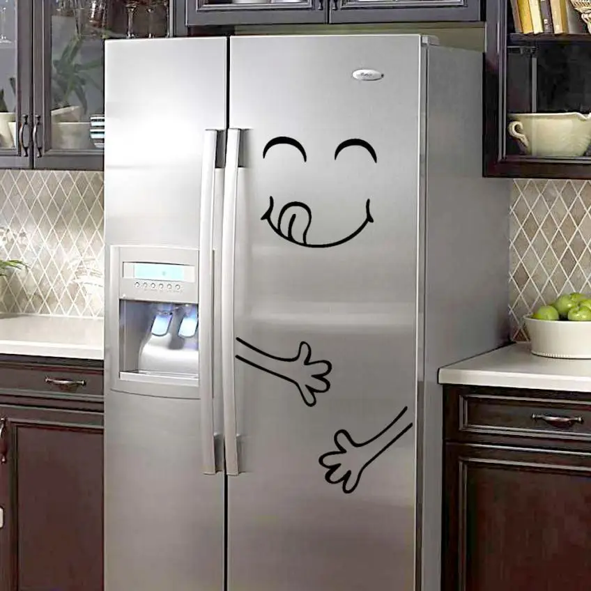 Cute Sticker Fridge Happy Delicious Face Kitchen Wall Refrigerator Vinyl Stickers Art Decal Home Decor | Дом и сад
