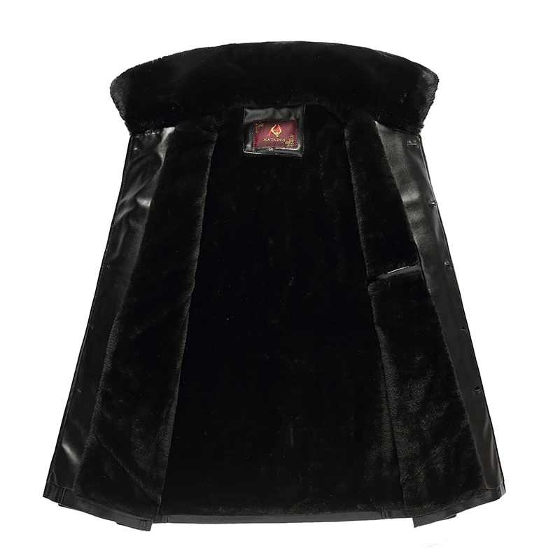 Pardessus Bouton Survêtement Parka Mâle Hommes Noir Veste En Long Automne De Cuir Hiver Pu Polaire Fourrure Épais Manteau Chaud 2018 Varsity Neige Ygm6bf7Ivy
