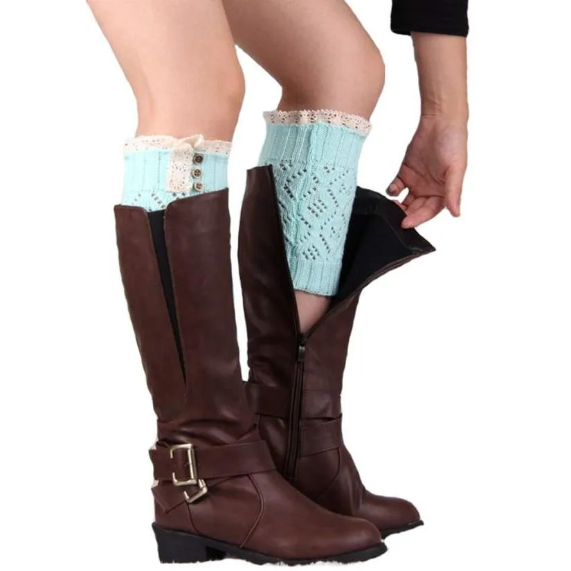Горячая новинка Модные женские зимние пуговицы вязать крючком для ног гетры до колена укороченные сапоги леггинсы Wamer высокое качество De272