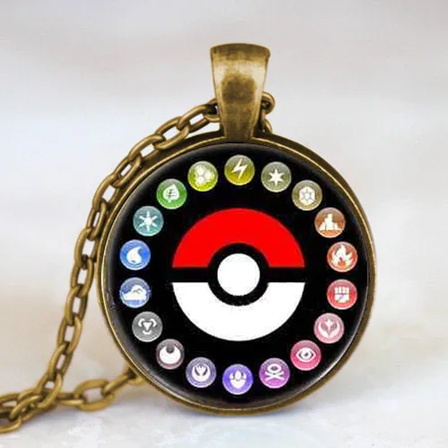 

Pokemon Pokeball Photo game gamer antique brass Pendant charm Steampunk Necklace doctor who 1pcs/lot women mens vintage chain