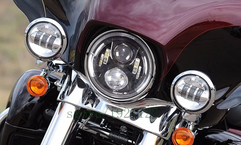 " Круглый двигатель Поколение 2 светодиодный фар 7" светодиодный головной свет кронштейн 4," вспомогательный точечные лампы Chrome для мотоцикла Harley