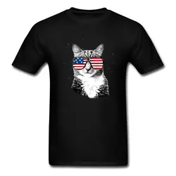 Кошка США футболка для Для мужчин простой Стиль футболки новая футболка для вечеринок Повседневное футболка с круглым вырезом осенние