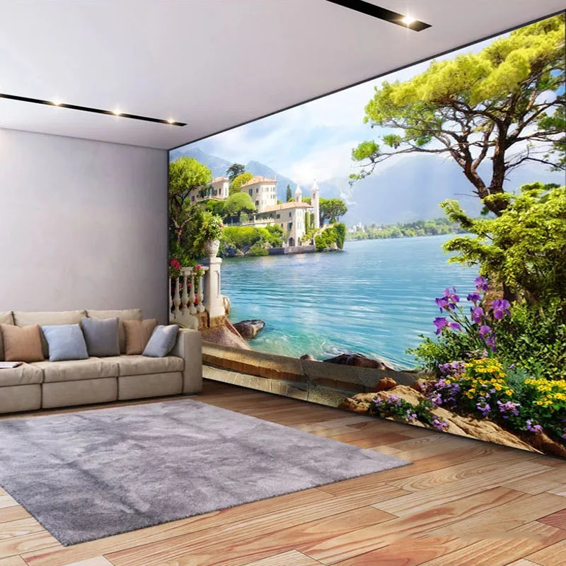 Photo Wallpaper 3D Garden Lake Scenery Murals Living Room TV Sofa Background Wall Painting Modern Home Decor Wall Paper For Wall