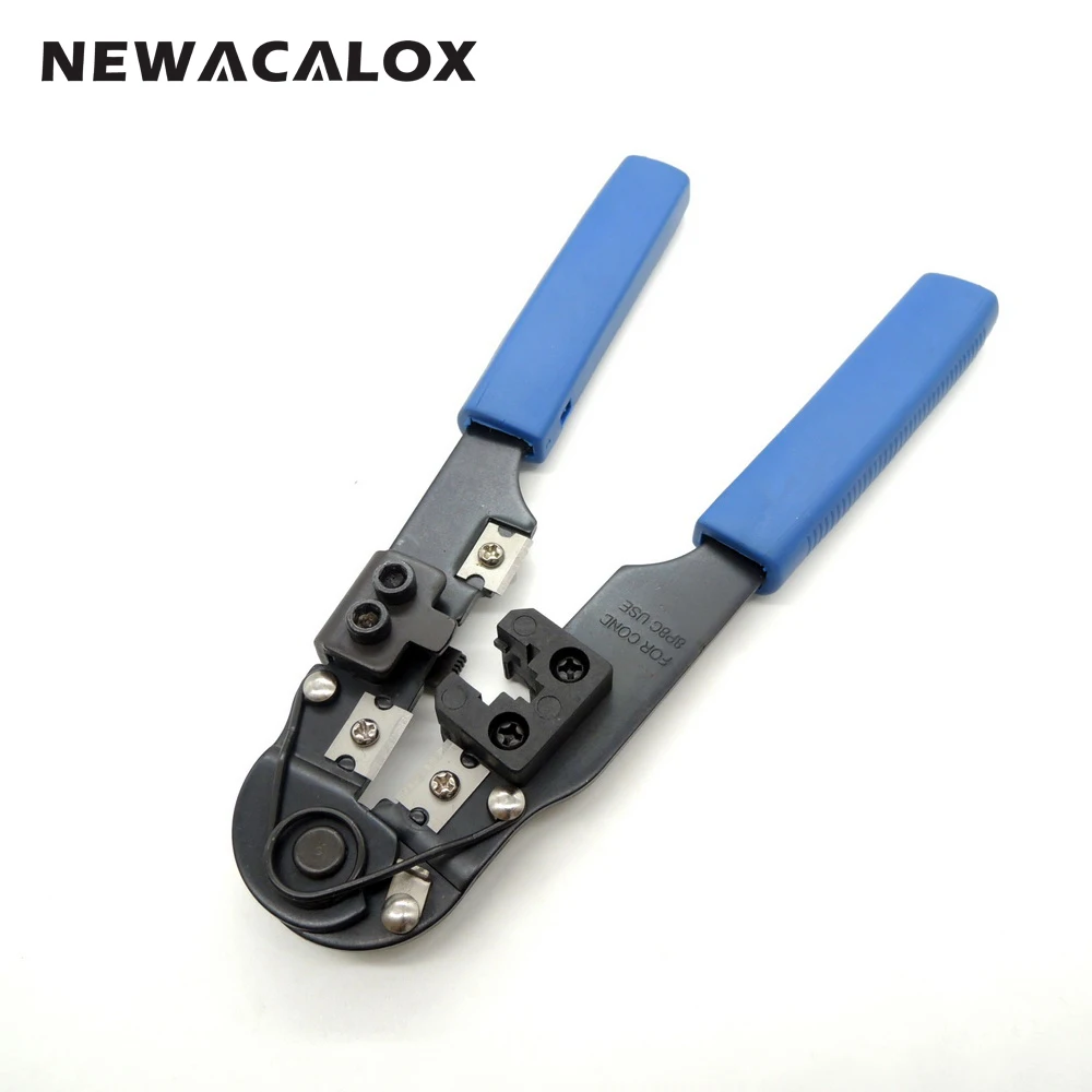 

NEWACALOX Multifunction Modular Connector 8pin Stripper Stripping Wire Cutter Plug Tools Crimping Repair Adjustable Netwotk DIY
