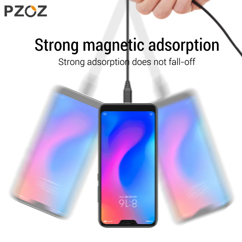 PZOZ 1M 2M Magnetic Cable Micro usb Type C Fast Charging Microusb Type-C Magnet Charger Wire usb c For iphone 11 X Xr usb cable