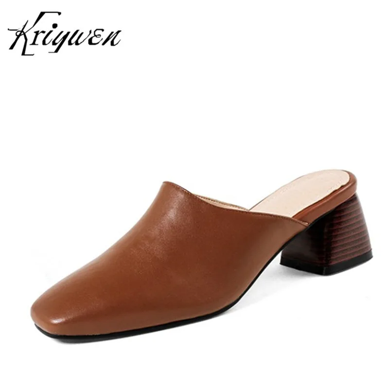 slip on leather mules womens
