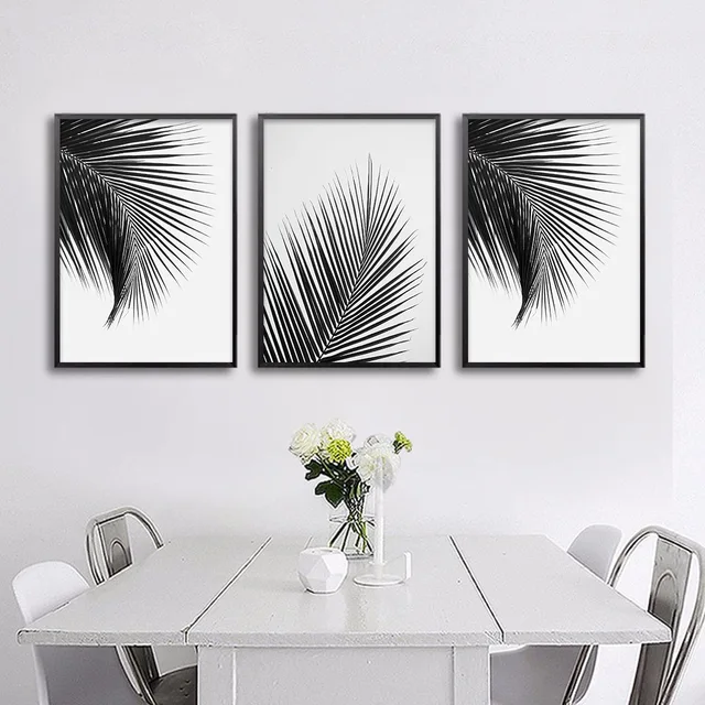 black white palm tree