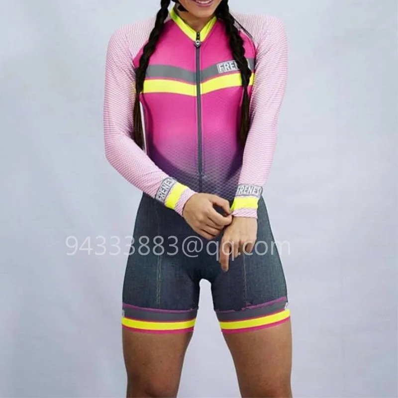 2019 FRENESI pro team cycling skinsuit women long sleeve bike sports swimsuit triathlon suit cycling clothing equipment custom