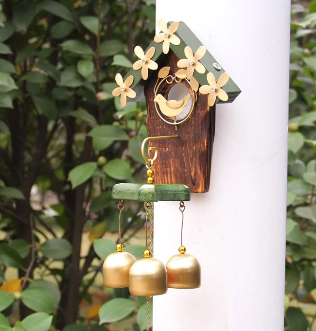 Brass bell metal ornaments hanging bell chimes pastoral nest door decoration creative girls