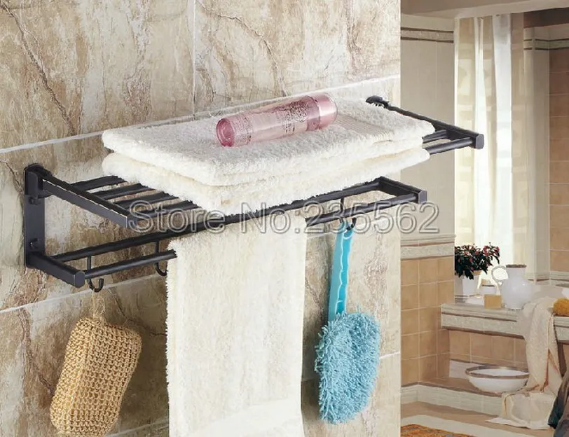 

Black Oil Rubbed Brass Wall Mounted Bathroom Towel Rack Holders Shower Towel Rack Shelf Bar Rails Holder lba321