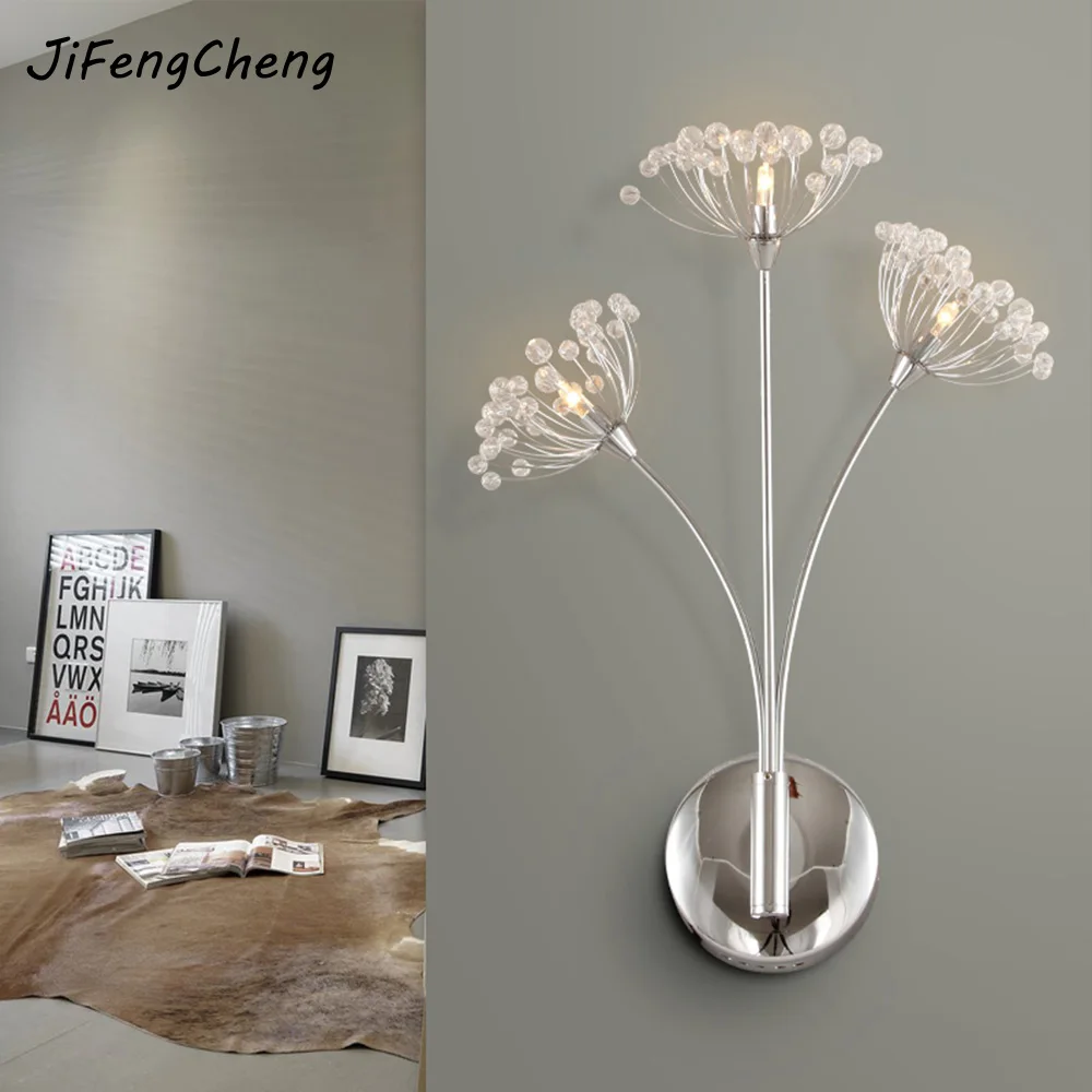 

Modern LED Creative Dandelion Crystal Wall Sconce G4 Concise Bedroom / Living Room Indoor Lighting Fixtures Luminarias