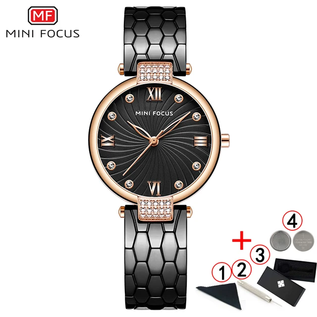 Reloj Mini Focus Mujer женские часы известных роскошных брендов из нержавеющей стали Элегантные часы для женщин кварцевые женские часы - Цвет: rose-black-with-box