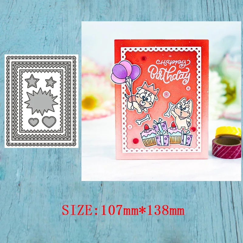 

LLove CCraft Serrated Frame Metal Cutting Dies for DIY Scrapbooking Album Paper Cards Decorative Crafts Embossing Die Cuts