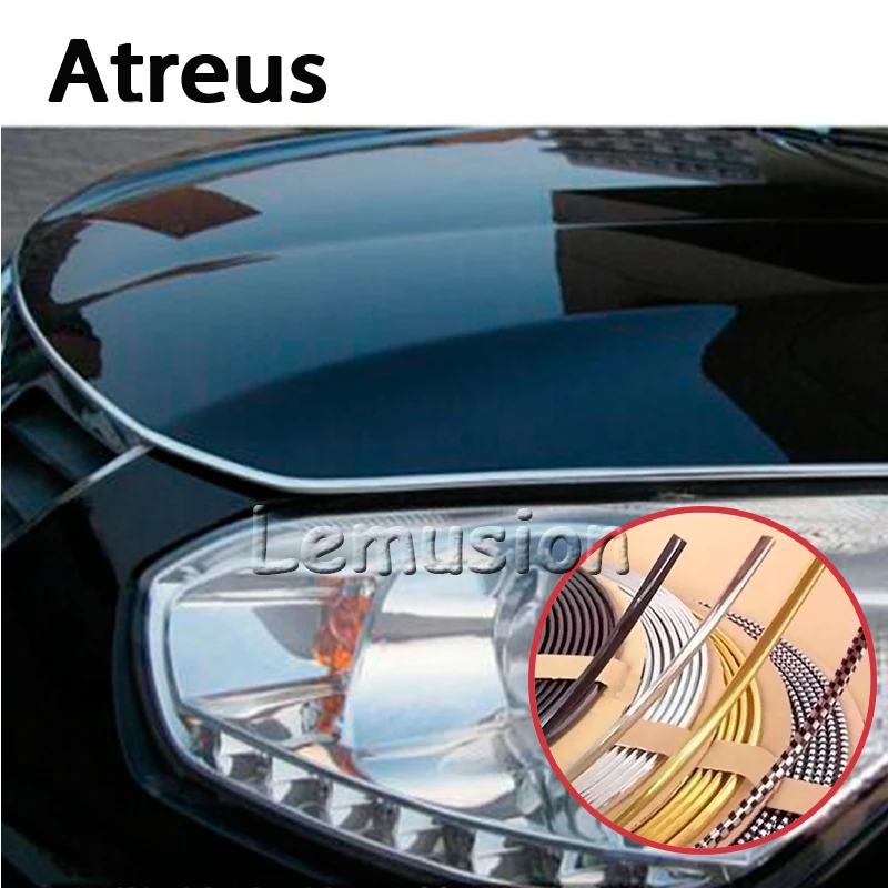 Автомобильная наклейка Atreus 3 м внутреннее литье хромированная полоса для VW Polo Passat
