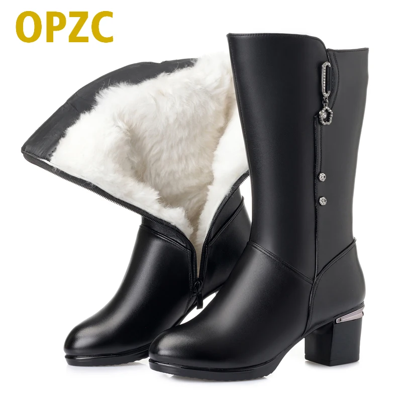 

AIYUQI Female motorcycle boots ,2019 genuine leather women dress boots, big size Australia thick wool winter boots,party shoes
