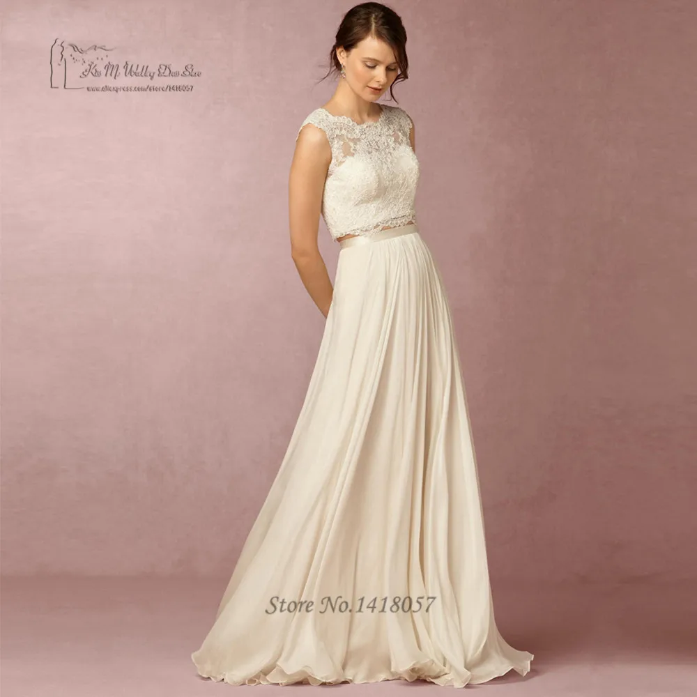 Champagne Cheap Indian Beach Two Piece Wedding Dress 2017 China