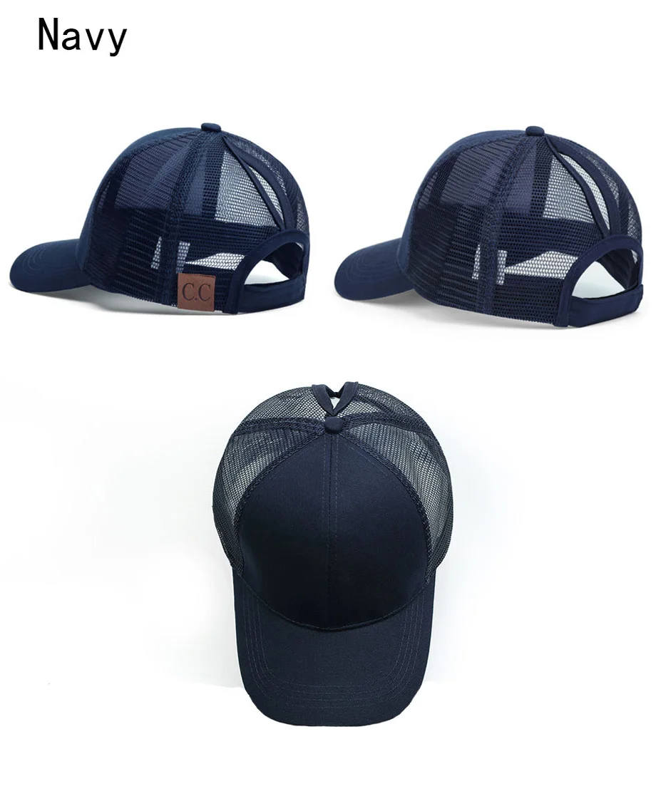 Glitter Ponytail Baseball Cap Women Messy Bun Adjustable Snapback Hats Girls Adjustable Summer Mesh CC Caps Drop Shipping   (21)