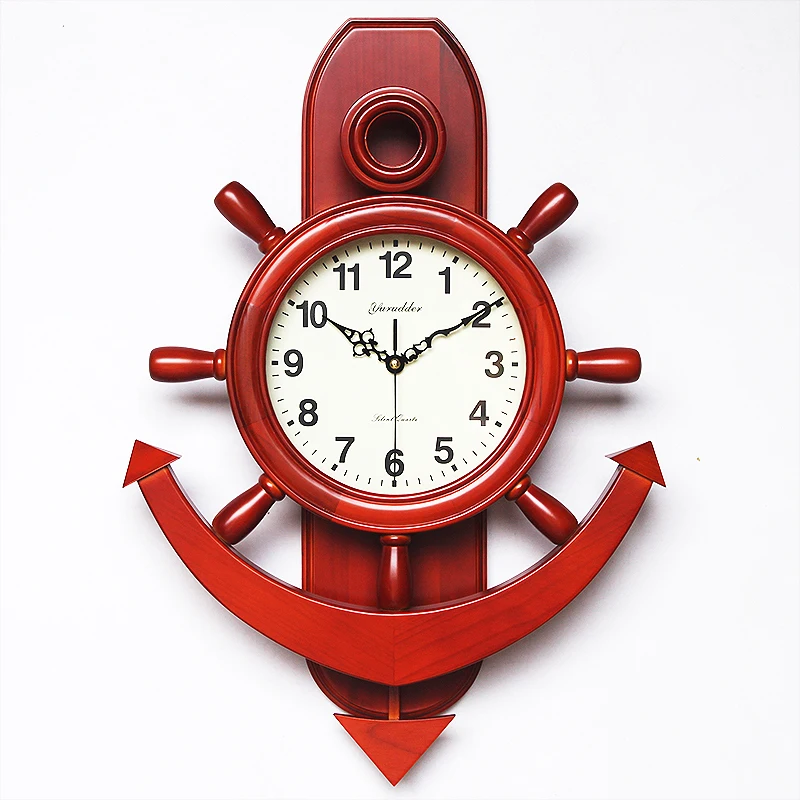 

Rudder quality solid wood fashion vintage pocket watch fashion quartz watches and clocks swing rudder wall clock mute