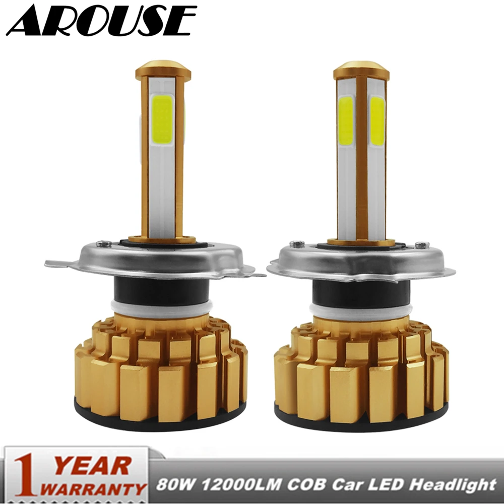 

AROUSE H4 H7 H11 LED Headlight Bulbs 9005 9006 COB Chips 80W 12000LM 6000K Car Led Auto Headlamp Headlights Fog Light DC12v 24v