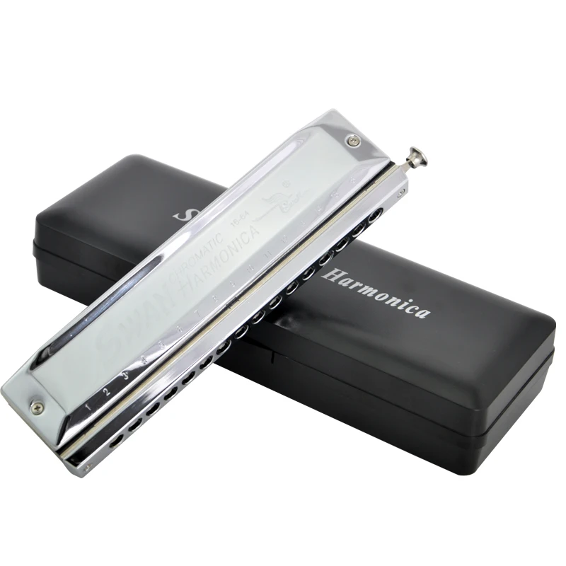 

Swan High-end Chromatic Harmonica 16 Holes 64 Tones Gold Laser Proceeded Woodwind Musical Instrument Swan Harmonica SW1664-3