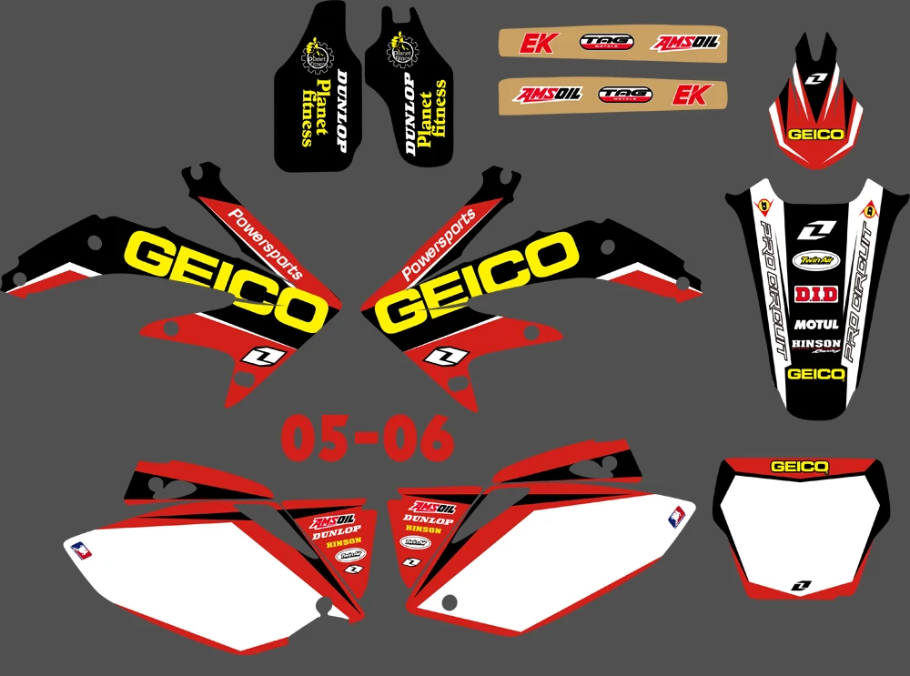 Новый стиль (0091) команда графика и фоны наклейки Наборы для CRF450 2005-2006 | Автомобили
