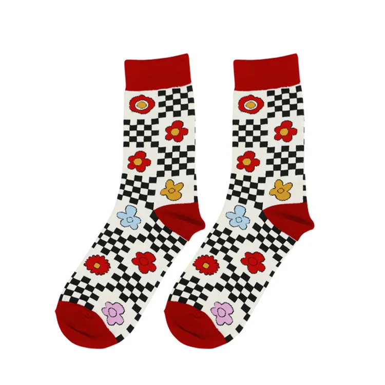 6 Pairs A Lot Harajuku Playful Pattern Women Cute Socks Cotton Cartoon Letters Striped Sock For Men