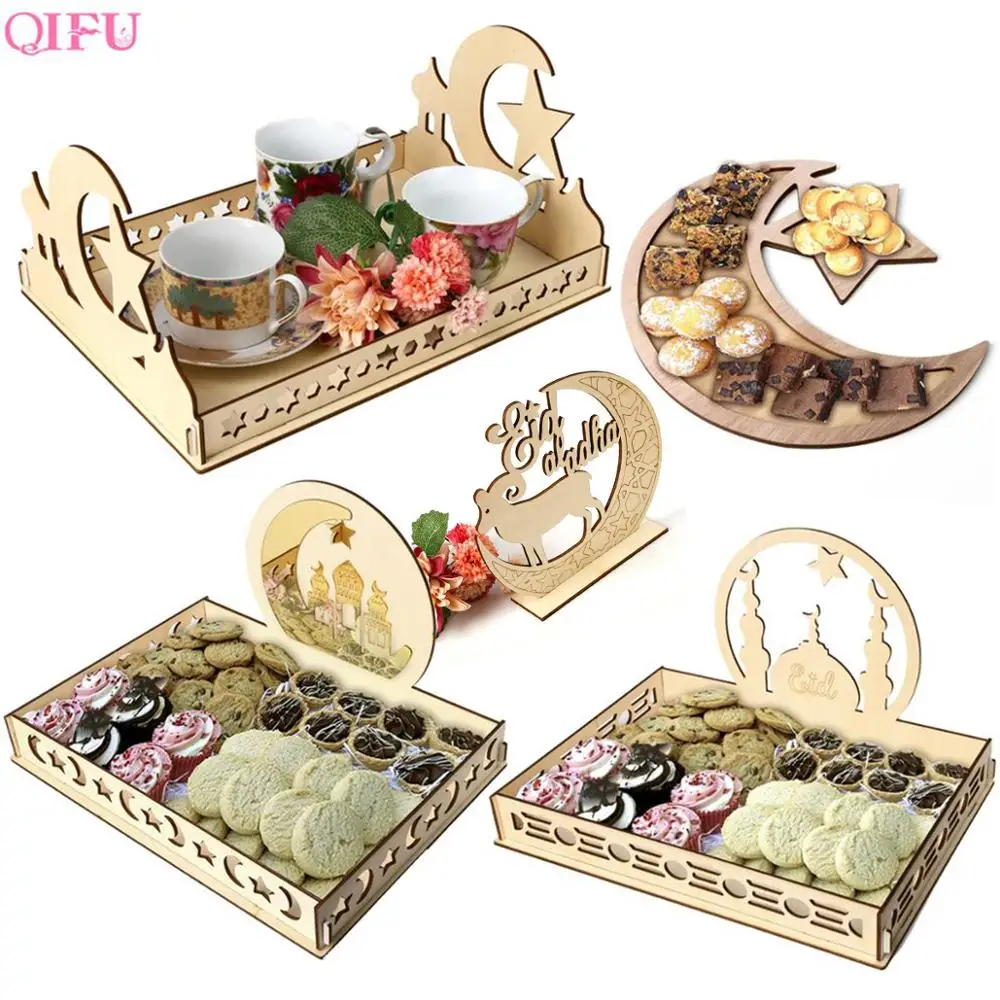 Socle Pour Gâteaux En Bois Eid Mubarak, Pièces En Carton Pour Célébrer