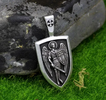 

Men archangel medal pendant Archangel St.Michael Protect Me Saint Shield Protection Charm Russian Orhodox Pendant Necklace