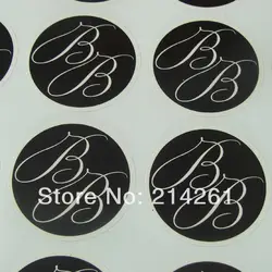 Оптовая продажа круглых Стикеры из ПВХ черный с белым наклейка этикетка с логотипом индивидуальный логотип самоклеющаяся этикетка 26 мм