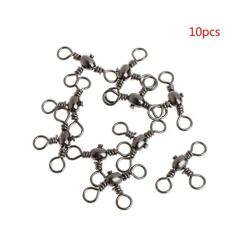

10 Pcs/Set Fishing Swivel Stainless Steel T-shape 3-way Swivels Connector Hook Bearing Strong Pull Solid Ring Accessories