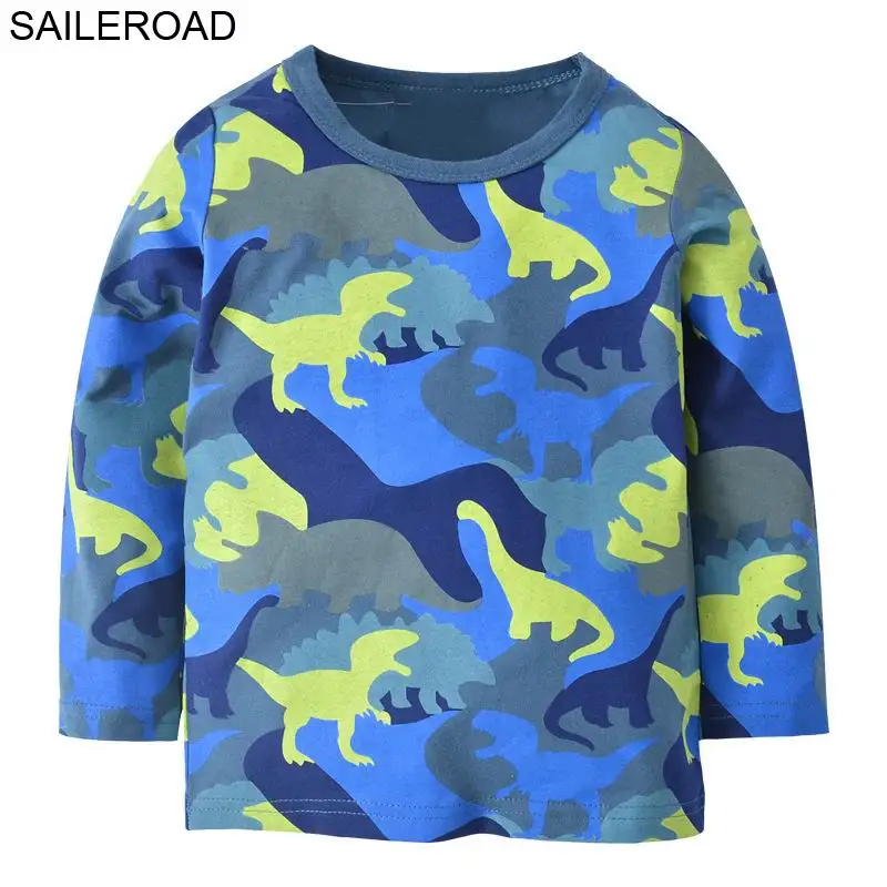 SAILEROAD/футболки с динозавром из мультфильма для маленьких мальчиков от 2 до 7 лет Одежда для маленьких мальчиков из хлопка новые весенние топы для детей, одежда - Цвет: 5415 same picture