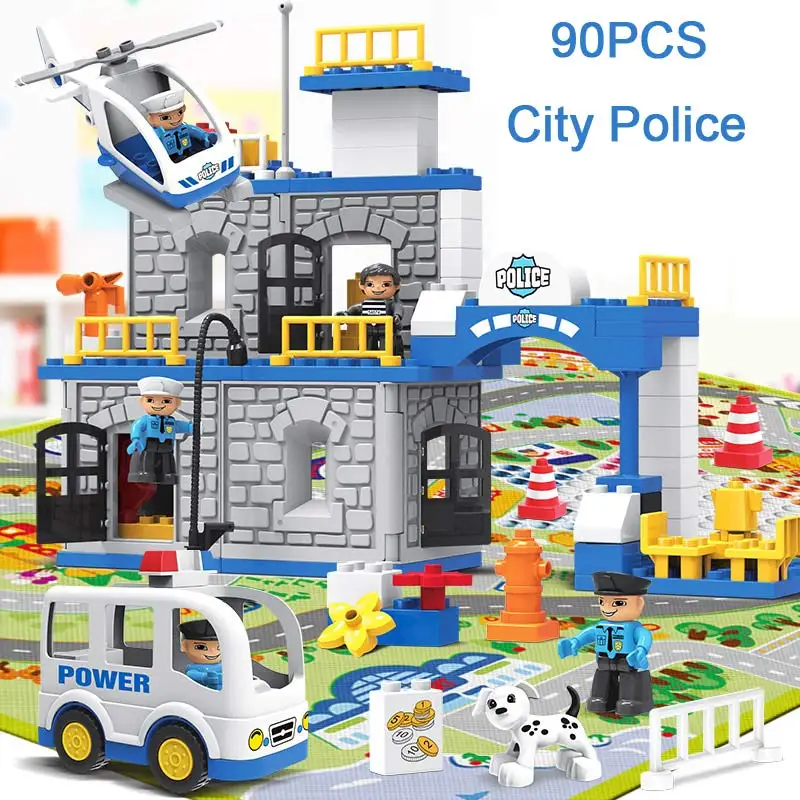 Большая городская серия-полицейский участок пожарная станция Строительная команда 3D модель строительные блоки кирпичи Игрушка совместима с Duploe - Цвет: Without Box