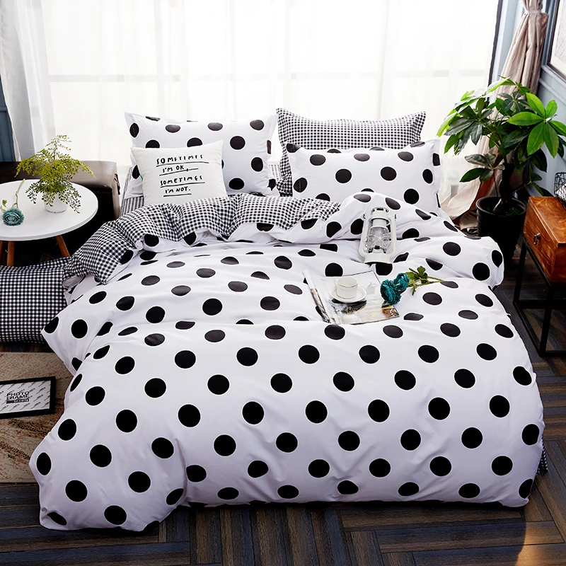 

Ins Style Bedding Set Twin Full Queen size King Super Wave Point Design Duvet Cover Flat Sheet Pillowcase Quilt Cover Single