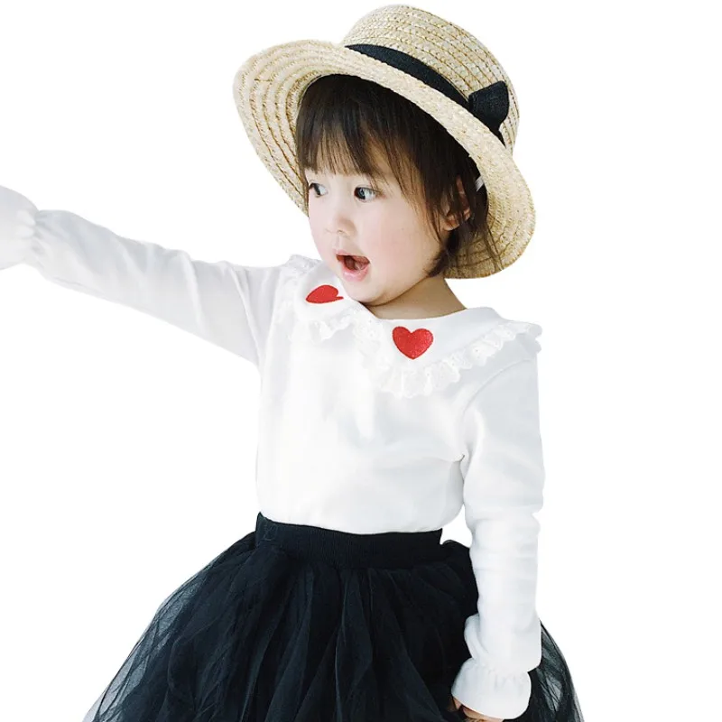Autumn White Lace Long Sleeve Baby Girls Tops Infant Girl Blouse Shirt