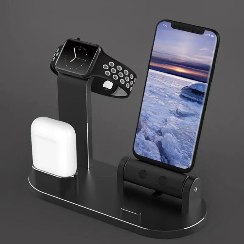 

Multi-function Aluminum Alloy Charger Charging Bracket Dock For Apple Watch 3/2/1 /for AirPods/ for iphoneX/8/7 Mobile Phone