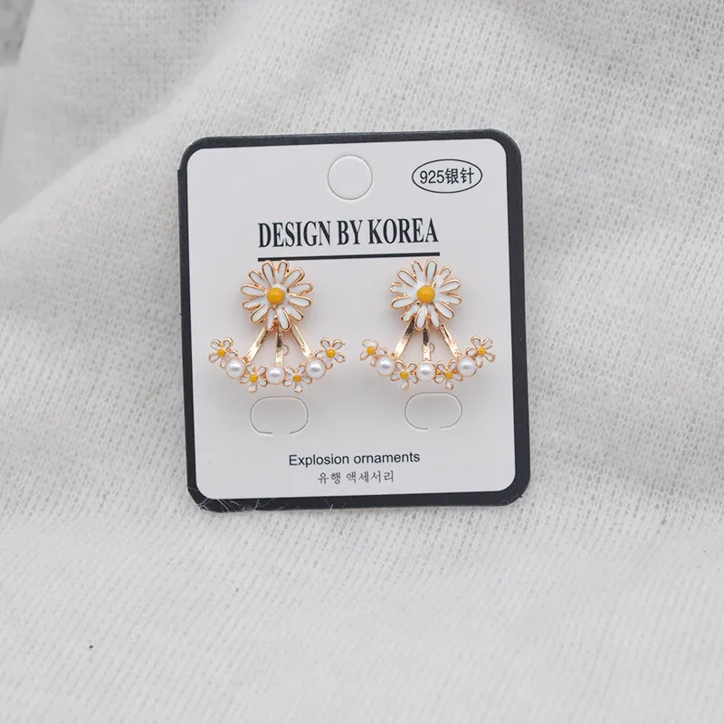 

S925 silver needle girl heart small fresh Daisy flower pearl earrings, fashion jewelry accessories wholesale,JX136